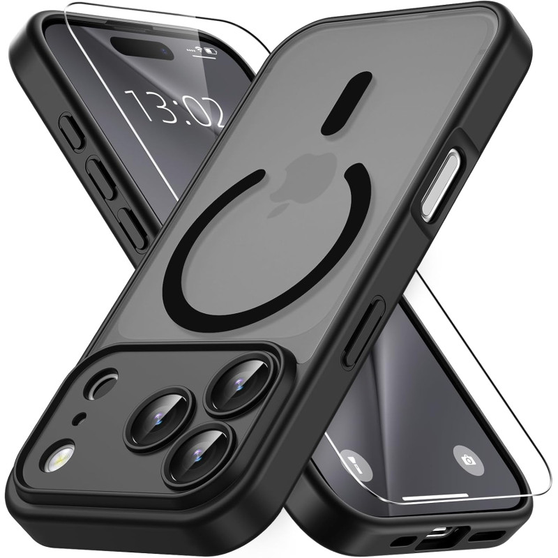 Vansdon Magnétique Coque pour iPhone 17 Pro Max avec 1 Verre Trempé, Compatible avec MagSafe, Protection Contre Les Chutes de qu