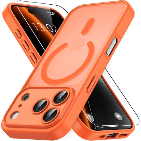 Vansdon magnétique coque pour iphone 17 pro max avec 1 verre trempé, compatible avec magsafe, protection contre les chutes de qu