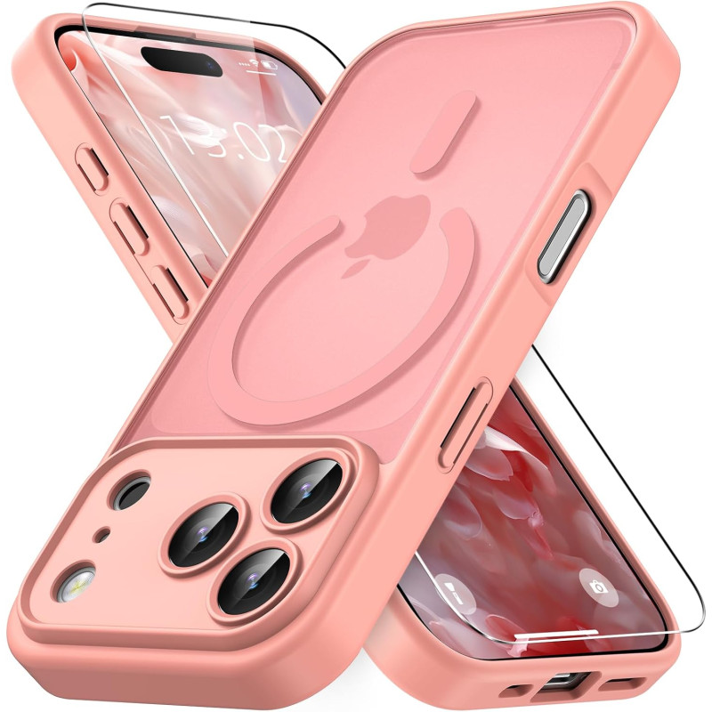 Vansdon Magnétique Coque pour iPhone 17 Pro Max avec 1 Verre Trempé, Compatible avec MagSafe, Protection Contre Les Chutes de qu