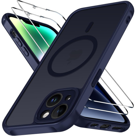 ivoler Coque Magnétique pour iPhone 14, Compatible avec Magsafe, 2 Pièces Verre Trempé - Étui Antichoc avec Protection Militaire