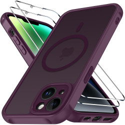 ivoler Coque Magnétique pour iPhone 14, Compatible avec Magsafe, 2 Pièces Verre Trempé - Étui Antichoc avec Protection Militaire