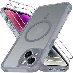 ivoler Coque Magnétique pour iPhone 14, Compatible avec Magsafe, 2 Pièces Verre Trempé - Étui Antichoc avec Protection Militaire
