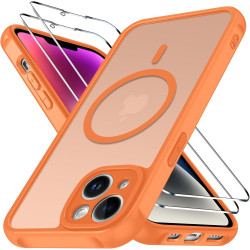 Ivoler coque magnétique pour iphone 14, compatible avec magsafe, 2 pièces verre trempé - étui antichoc avec protection militaire