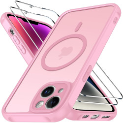 ivoler Coque Magnétique pour iPhone 14, Compatible avec Magsafe, 2 Pièces Verre Trempé - Étui Antichoc avec Protection Militaire