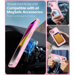 ivoler Coque Magnétique pour iPhone 14, Compatible avec Magsafe, 2 Pièces Verre Trempé - Étui Antichoc avec Protection Militaire