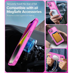 ivoler Coque Magnétique pour iPhone 14, Compatible avec Magsafe, 2 Pièces Verre Trempé - Étui Antichoc avec Protection Militaire