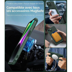 ivoler Coque Magnétique pour iPhone 14, Compatible avec Magsafe, 2 Pièces Verre Trempé - Étui Antichoc avec Protection Militaire