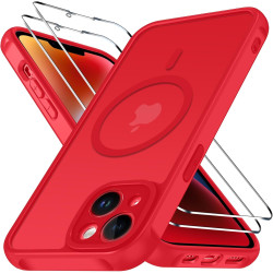 ivoler Coque Magnétique pour iPhone 14, Compatible avec Magsafe, 2 Pièces Verre Trempé - Étui Antichoc avec Protection Militaire