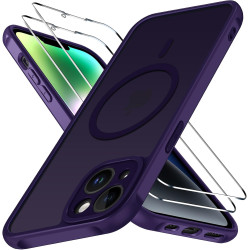 ivoler Coque Magnétique pour iPhone 14, Compatible avec Magsafe, 2 Pièces Verre Trempé - Étui Antichoc avec Protection Militaire