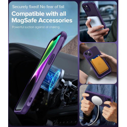 ivoler Coque Magnétique pour iPhone 14, Compatible avec Magsafe, 2 Pièces Verre Trempé - Étui Antichoc avec Protection Militaire