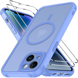 ivoler Coque Magnétique pour iPhone 14, Compatible avec Magsafe, 2 Pièces Verre Trempé - Étui Antichoc avec Protection Militaire
