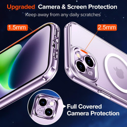 ivoler Coque Magnétique pour iPhone 14, Compatible avec Magsafe, 2 Pièces Verre Trempé - Étui Antichoc avec Protection Militaire