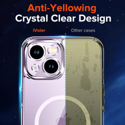 ivoler Coque Magnétique pour iPhone 14, Compatible avec Magsafe, 2 Pièces Verre Trempé - Étui Antichoc avec Protection Militaire
