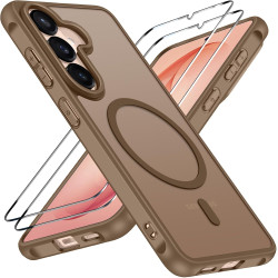 ivoler Coque Magnétique pour Samsung Galaxy S26 5G avec 2 Pièces Verre Trempé, Compatible avec MagSafe, Translucide Mat Arrière 
