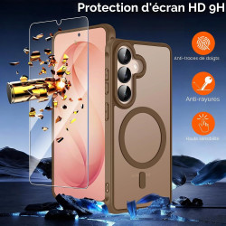 ivoler Coque Magnétique pour Samsung Galaxy S26 5G avec 2 Pièces Verre Trempé, Compatible avec MagSafe, Translucide Mat Arrière 