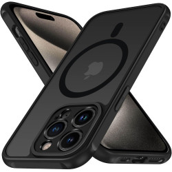 ivoler Coque Magnétique pour iPhone 15 Pro 6.1 Pouces, Compatible avec MagSafe, Translucide Mat Arrière Étui de Protection en Si