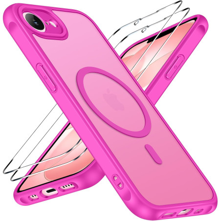 ivoler Coque Magnétique pour iPhone 17e / 16e, Compatible avec Magsafe, 2 Pièces Verre Trempé - Étui Antichoc avec Protection Mi