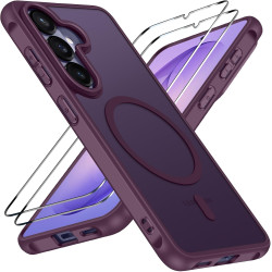 ivoler Coque Magnétique pour Samsung Galaxy S26 5G avec 2 Pièces Verre Trempé, Compatible avec MagSafe, Translucide Mat Arrière 