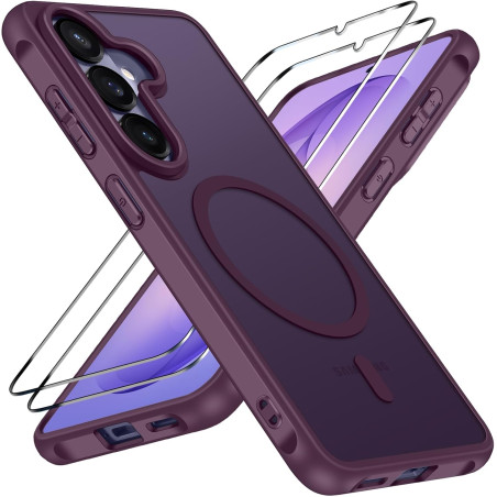 ivoler Coque Magnétique pour Samsung Galaxy S26 5G avec 2 Pièces Verre Trempé, Compatible avec MagSafe, Translucide Mat Arrière 