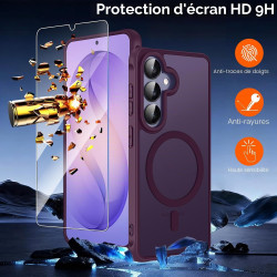 ivoler Coque Magnétique pour Samsung Galaxy S26 5G avec 2 Pièces Verre Trempé, Compatible avec MagSafe, Translucide Mat Arrière 