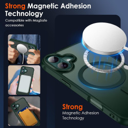 ivoler Coque Magnétique pour iPhone 16, Compatible avec MagSafe, Translucide Mat Arrière Étui de Protection en Silicone Liquide 