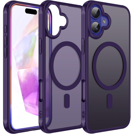 ivoler Coque Magnétique pour iPhone 16 Plus, Compatible avec MagSafe, Translucide Mat Arrière Étui de Protection en Silicone Liq
