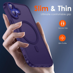 ivoler Coque Magnétique pour iPhone 16 Plus, Compatible avec MagSafe, Translucide Mat Arrière Étui de Protection en Silicone Liq