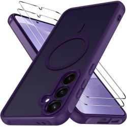 ivoler Coque Magnétique pour Samsung Galaxy S25 FE 5G, Compatible avec MagSafe, Translucide Mat Arrière Étui de Protection en Si