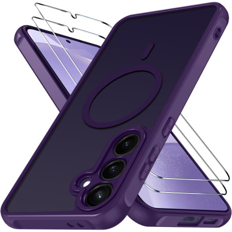 ivoler Coque Magnétique pour Samsung Galaxy S25 FE 5G, Compatible avec MagSafe, Translucide Mat Arrière Étui de Protection en Si