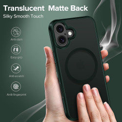 ivoler Coque Magnétique pour iPhone 16 Plus, Compatible avec MagSafe, [Protection Antichoc Militaire] Translucide Mat Arrière Ét