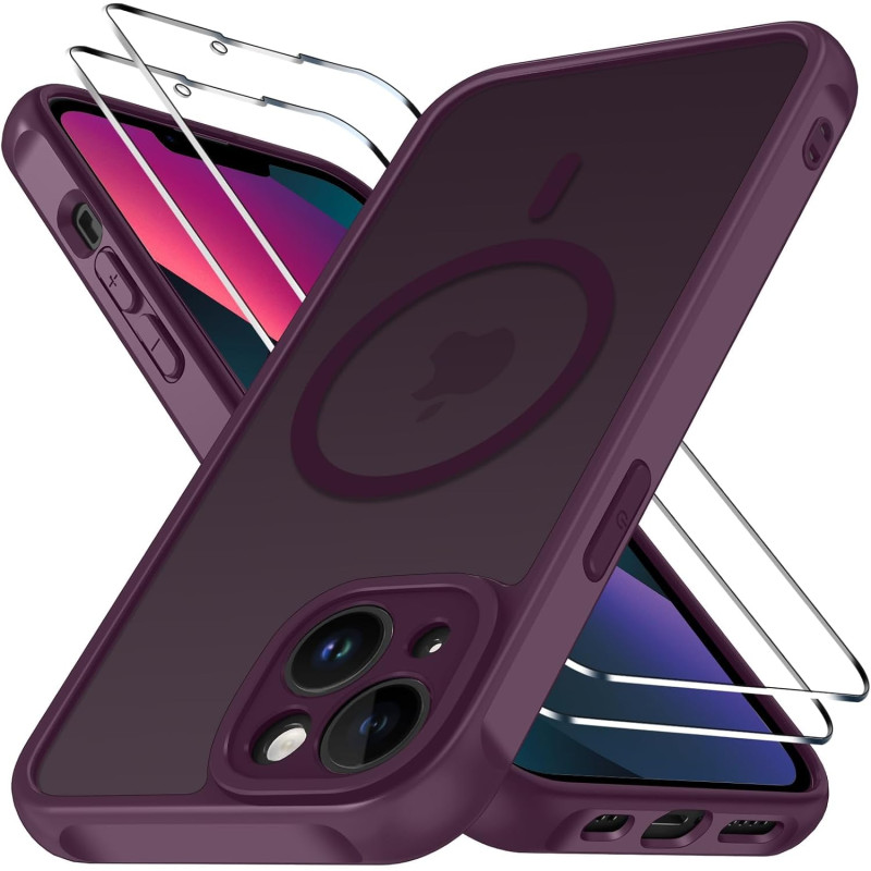 ivoler Coque Magnétique pour iPhone 13, Compatible avec Magsafe, 2 Pièces Verre Trempé - Étui Antichoc avec Protection Militaire