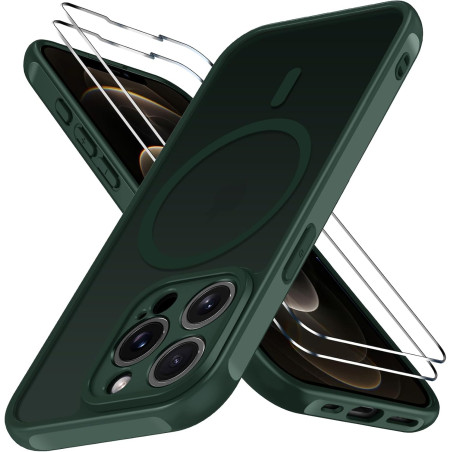 ivoler Coque Magnétique pour iPhone 12 Pro Max, Compatible avec Magsafe, 2 Pièces Verre Trempé - Étui Antichoc avec Protection M