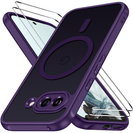 ivoler Coque Magnétique pour Google Pixel 9a, Compatible avec MagSafe, Translucide Mat Arrière Étui de Protection en Silicone Li