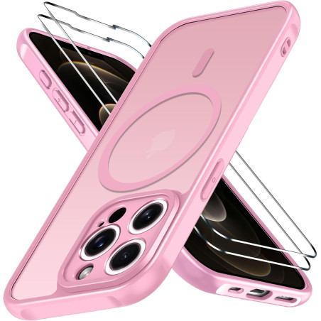 ivoler Coque Magnétique pour iPhone 12 Pro Max, Compatible avec Magsafe, 2 Pièces Verre Trempé - Étui Antichoc avec Protection M