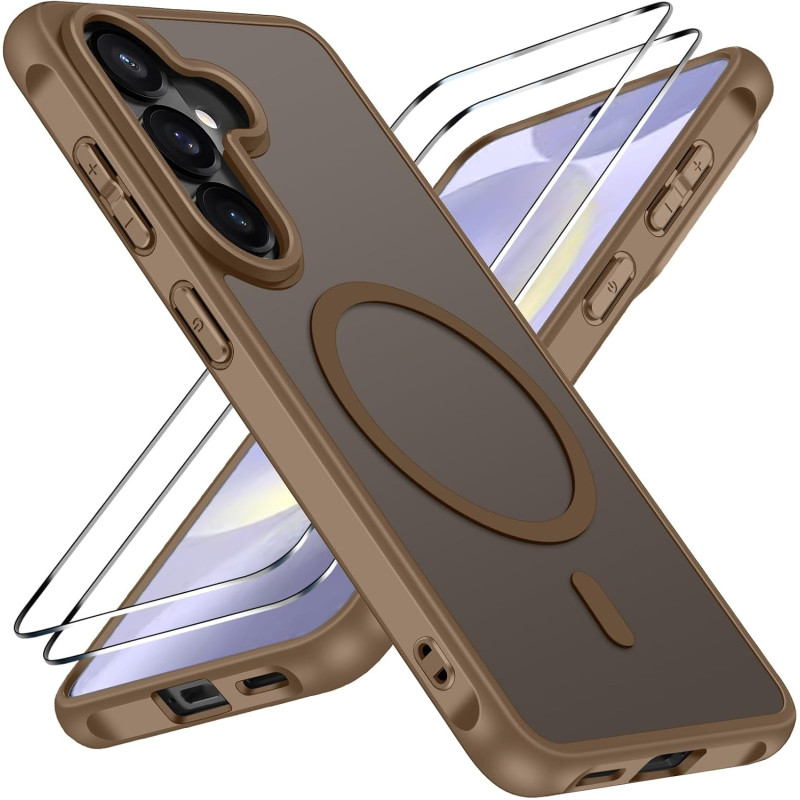 ivoler Coque Magnétique pour Samsung Galaxy S26+/S26 Plus 5G avec 2 Pièces Verre Trempé, Compatible avec MagSafe, Translucide Ma