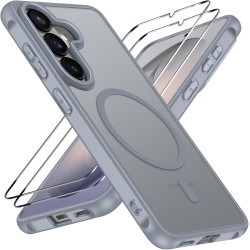ivoler Coque Magnétique pour Samsung Galaxy S26+ / S26 Plus 5G avec 2 Pièces Verre Trempé, Compatible avec MagSafe, Translucide 