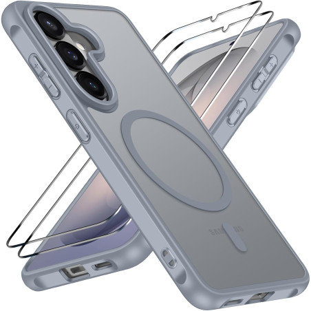 ivoler Coque Magnétique pour Samsung Galaxy S26+ / S26 Plus 5G avec 2 Pièces Verre Trempé, Compatible avec MagSafe, Translucide 