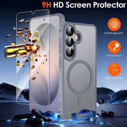 ivoler Coque Magnétique pour Samsung Galaxy S26+ / S26 Plus 5G avec 2 Pièces Verre Trempé, Compatible avec MagSafe, Translucide 