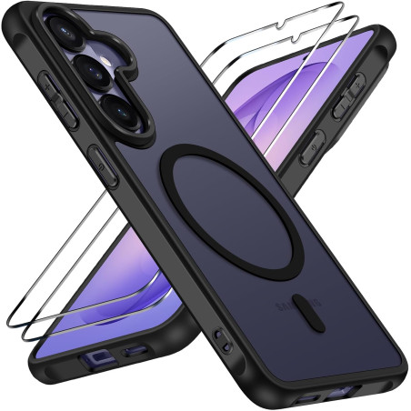 ivoler Coque Magnétique pour Samsung Galaxy S26+ / S26 Plus 5G avec 2 Pièces Verre Trempé, Compatible avec MagSafe, Translucide 