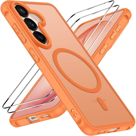 Ivoler coque magnétique pour samsung galaxy s26+ / s26 plus 5g avec 2 pièces verre trempé, compatible avec magsafe, translucide 
