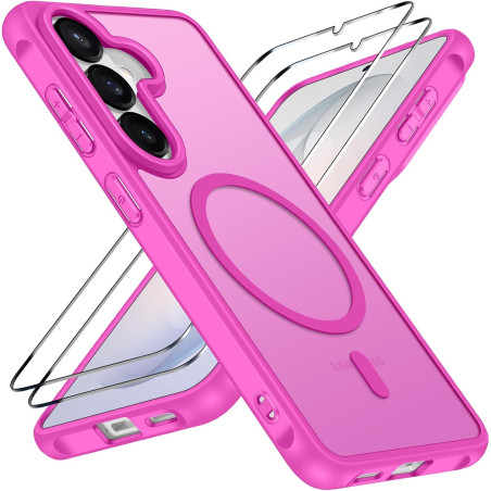 ivoler Coque Magnétique pour Samsung Galaxy S26+/S26 Plus 5G avec 2 Pièces Verre Trempé, Compatible avec MagSafe, Translucide Ma