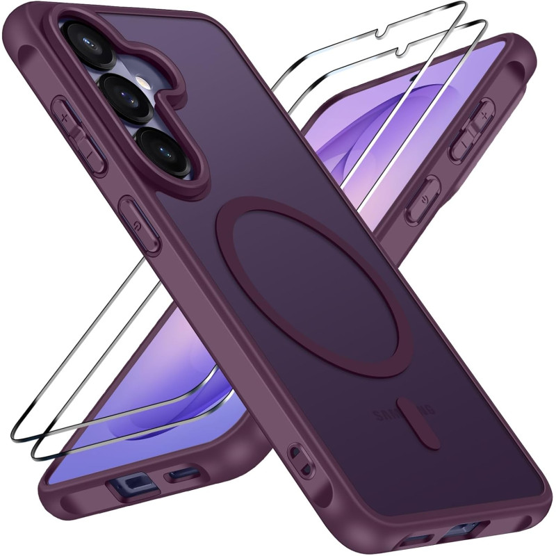 ivoler Coque Magnétique pour Samsung Galaxy S26+ / S26 Plus 5G avec 2 Pièces Verre Trempé, Compatible avec MagSafe, Translucide 