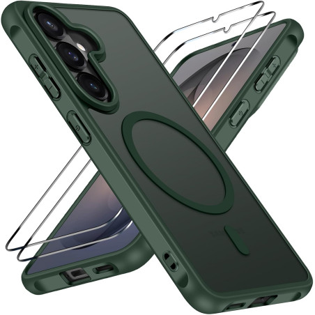 ivoler Coque Magnétique pour Samsung Galaxy S26+ / S26 Plus 5G avec 2 Pièces Verre Trempé, Compatible avec MagSafe, Translucide 
