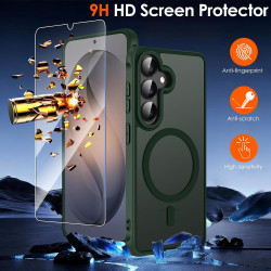 ivoler Coque Magnétique pour Samsung Galaxy S26+ / S26 Plus 5G avec 2 Pièces Verre Trempé, Compatible avec MagSafe, Translucide 
