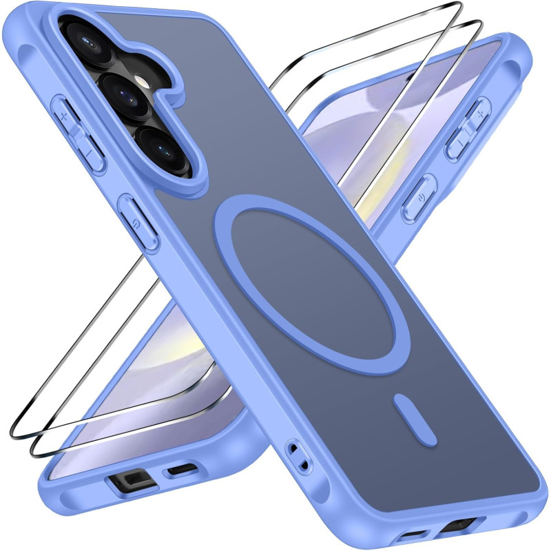 ivoler Coque Magnétique pour Samsung Galaxy S26+ / S26 Plus 5G avec 2 Pièces Verre Trempé, Compatible avec MagSafe, Translucide 