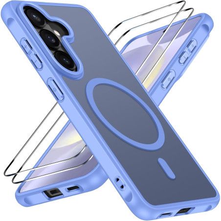 ivoler Coque Magnétique pour Samsung Galaxy S26+ / S26 Plus 5G avec 2 Pièces Verre Trempé, Compatible avec MagSafe, Translucide 