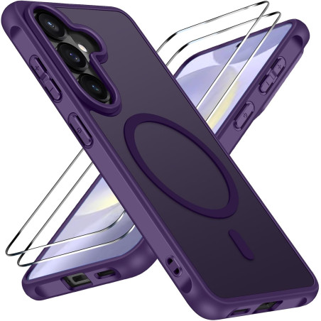 ivoler Coque Magnétique pour Samsung Galaxy S26+ /S26 Plus 5G avec 2 Pièces Verre Trempé, Compatible avec MagSafe, Translucide M