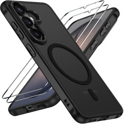ivoler Coque Magnétique pour Samsung Galaxy S26 5G avec 2 Pièces Verre Trempé, Compatible avec MagSafe, Translucide Mat Arrière 