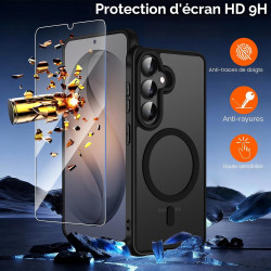 ivoler Coque Magnétique pour Samsung Galaxy S26 5G avec 2 Pièces Verre Trempé, Compatible avec MagSafe, Translucide Mat Arrière 
