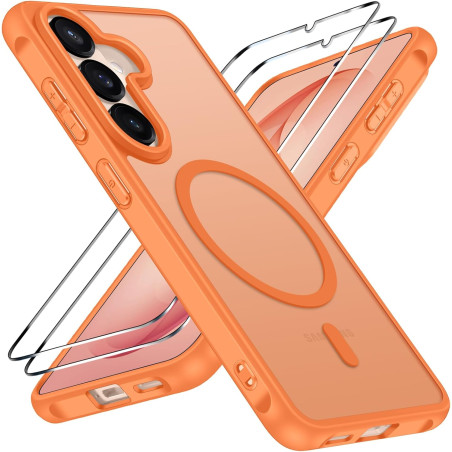Ivoler coque magnétique pour samsung galaxy s26 5g avec 2 pièces verre trempé, compatible avec magsafe, translucide mat arrière 